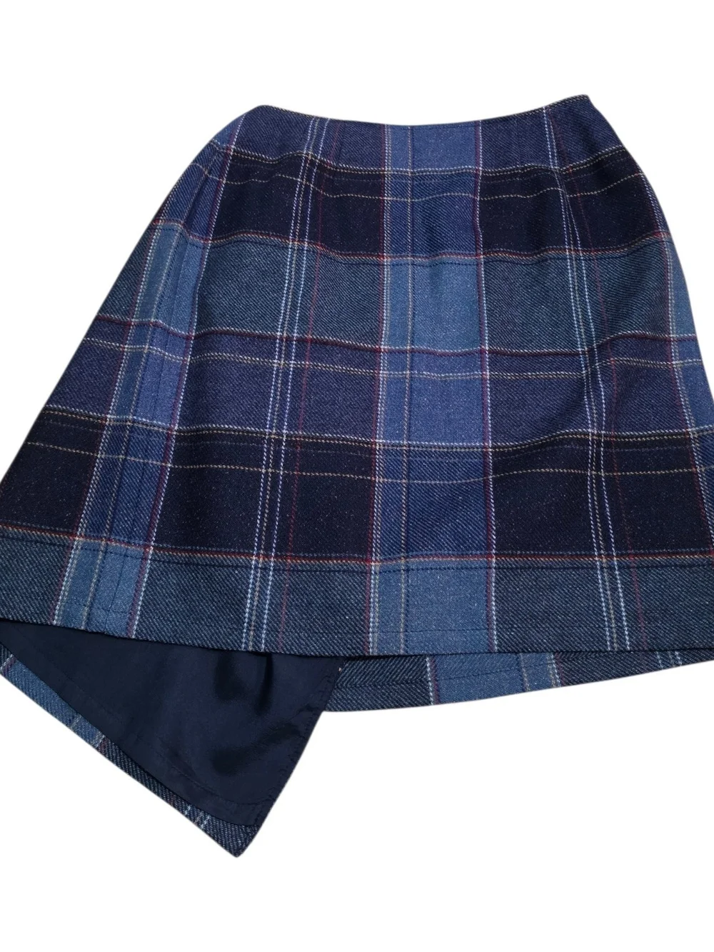 Vintage Wool Blend Mini Wrap Skirt 90s 2000s Plaid Women's  6P Academia Preppy